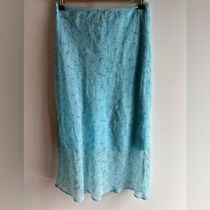 Vintage Y2K Blue Floral Midi Skirt